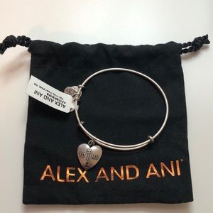 NWT Alex and Ani key to my heart silver charm bangle bracelet